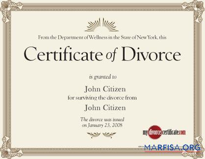 Printable New York Department wellness divorce certificate download for verification